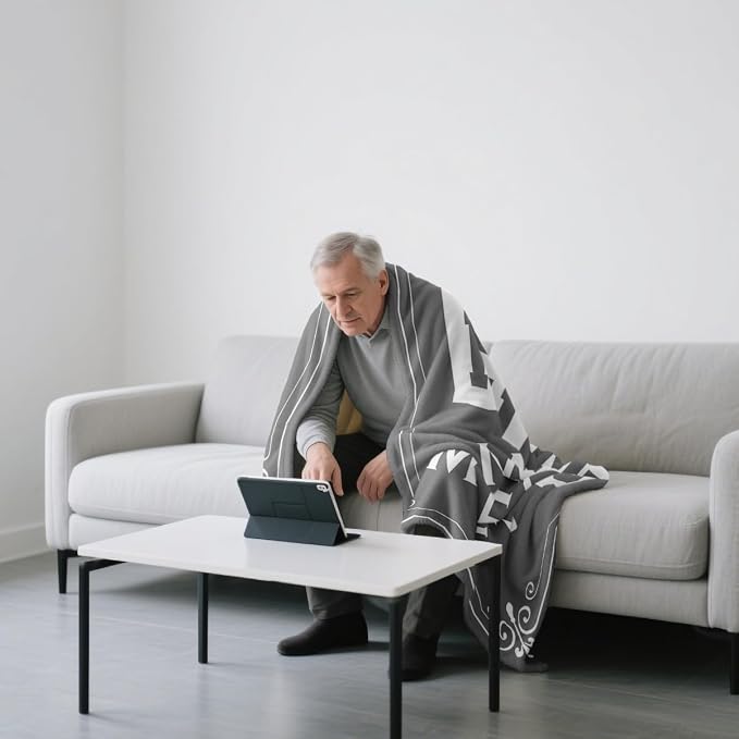 kituzol Birthday Gift for Men, 60th 70th 80th 40th Gift Birthday for Men, Dad Husband Son Present, I'm Not Sleeping, I'm Just Resting My Eyes Nap Blanket (Grey, 50" x 60")