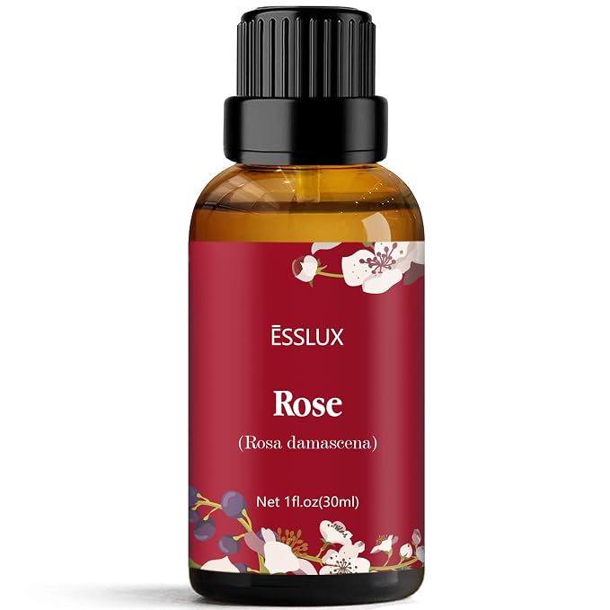 Rose Essential Oil, ESSLUX Aromatherapy Oils for Diffuser, Massage, Soap, Candle Making, Perfume, 30 ml