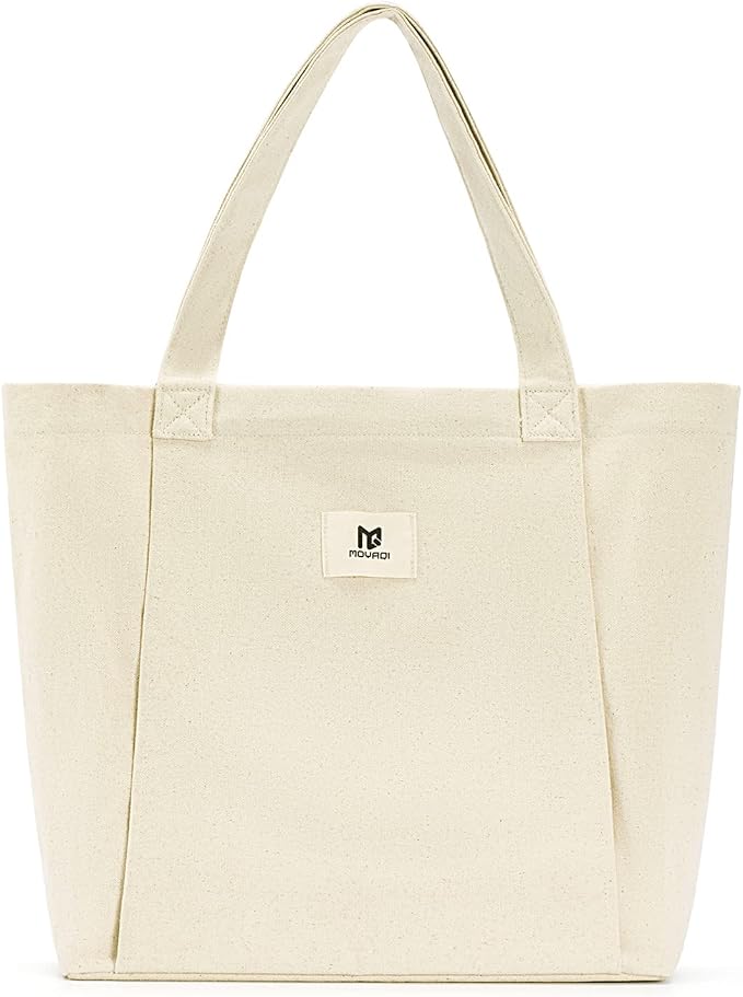 Moyaqi Canvas Tote Bag with Yoga Mat Carrier Pocket Carryall Shoulder Bag for Office, Workout, Pilates, Travel, Beach and Gym