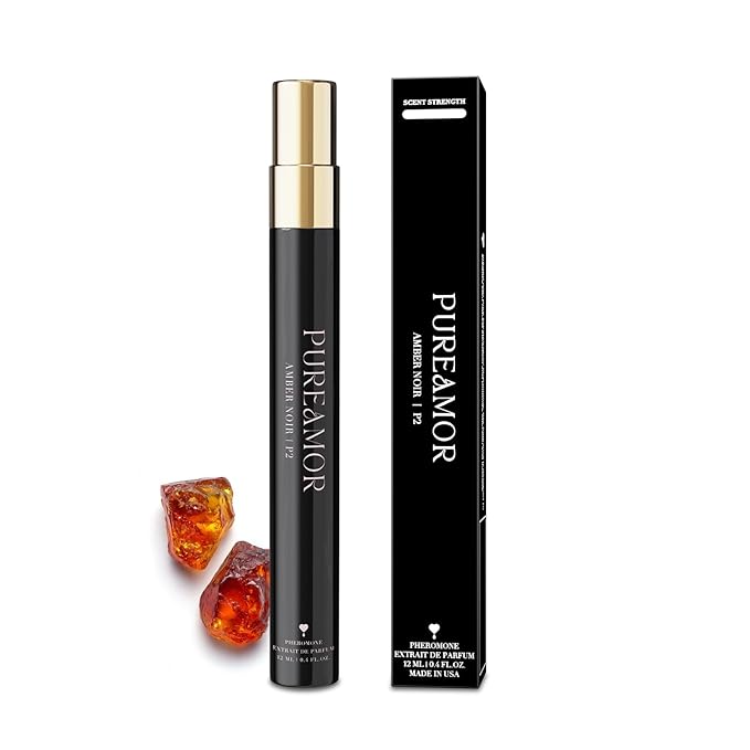 PUREAMOR Pheromone Perfume for Women, Amber Noir Extrait de Parfum – Bold Gourmand Scent with Roasted Coffee, Amber & Vanilla, Long Lasting Fragrance, 0.4 oz / 12 ml Travel Size