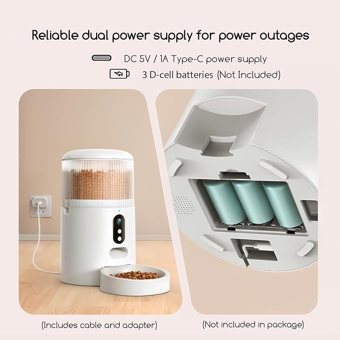 Automatic Cat Feeder with Camera, 3MP HD Video & Night Vision, 5G/2.4G WiFi Smart Pet Feeder with APP Control, 2-Way Audio, Motion Alerts, Low Food Sensor, Timed Cat Feeder for Cats & Dogs, 4L