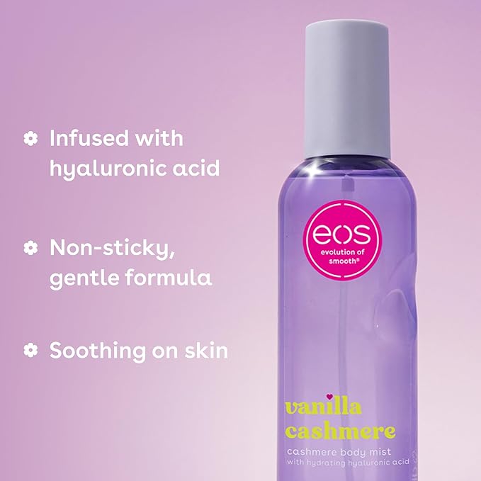eos Vanilla Cashmere Scent Layering Bundle - Body Wash, Body Mist, Body Lotion