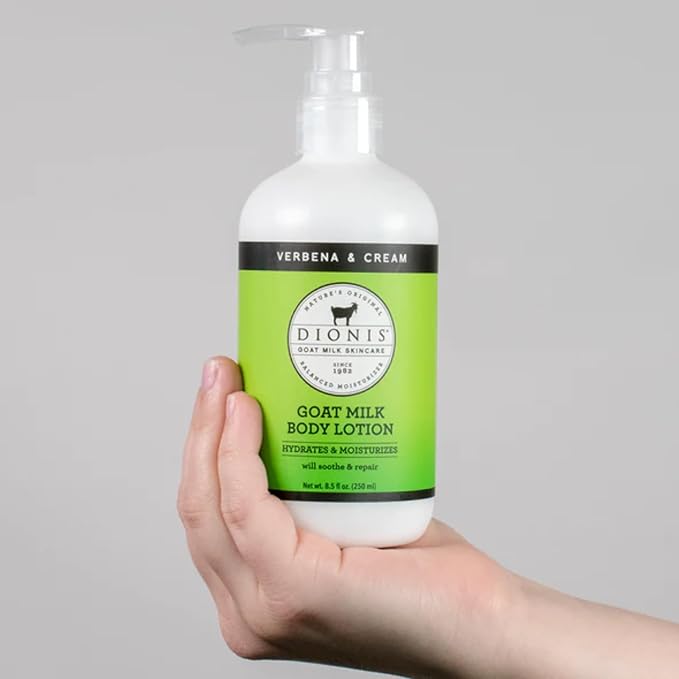Dionis Goat Milk Verbena Hand & Body Cream and Body Lotion Bundle (Pack of 2)