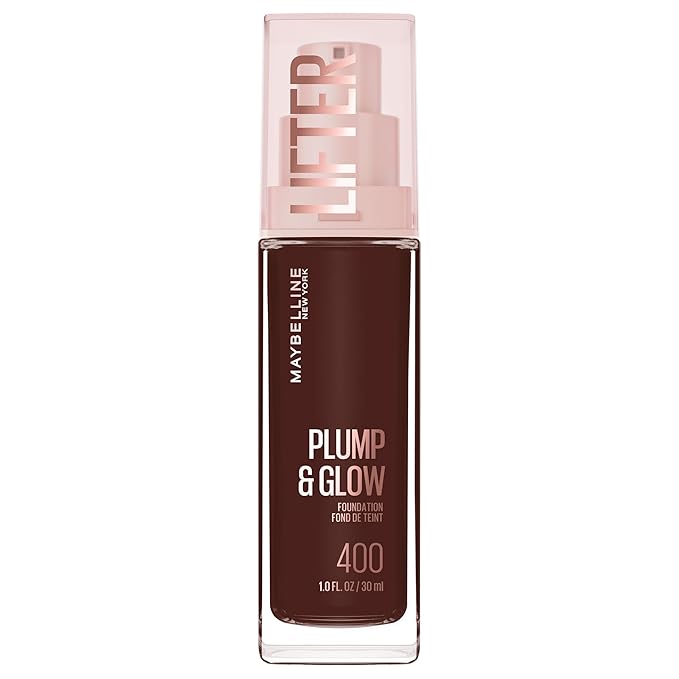Maybelline Lifter Plump & Glow Foundation, Liquid Foundation with 2% Niacinamide + Hyaluronic Acid, Plumping and Brightening Face Makeup, 400, 1 Count
