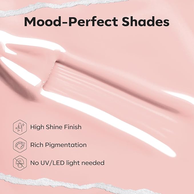 modelones Pastel Pink Nail Polish, Valentines Light Pale Pink 15 ml Quick Dry Nail Lacquer Strengthener Long Last Shine Fingernail Toe Nail Art DIY Home Manicure Gift for Women Girls