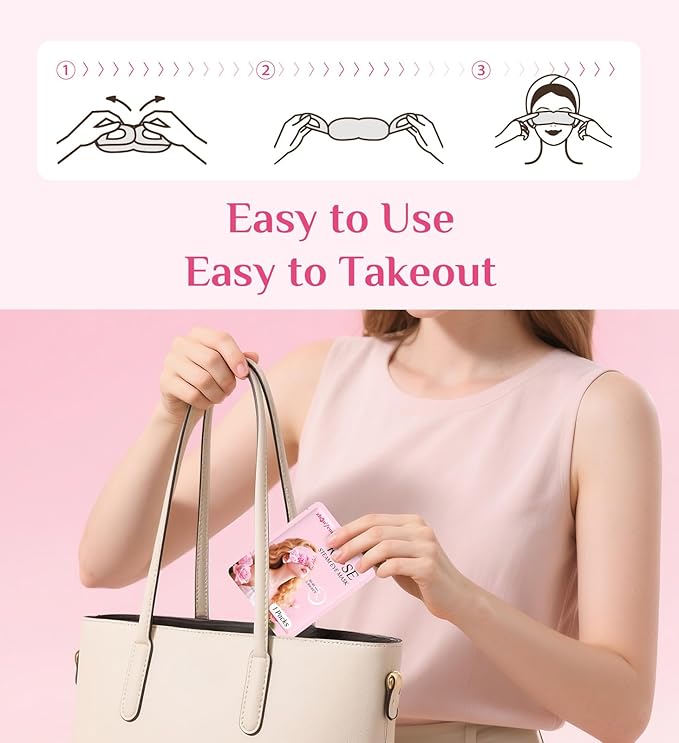 6 Packs Rose Heated Eye Mask - Heating Eye Mask Warm Compress for Dry Eyes Puffiness Dark Circles Sleep Stye Irritation Stress Relief Self Care Wellness Spa Relaxation Gift
