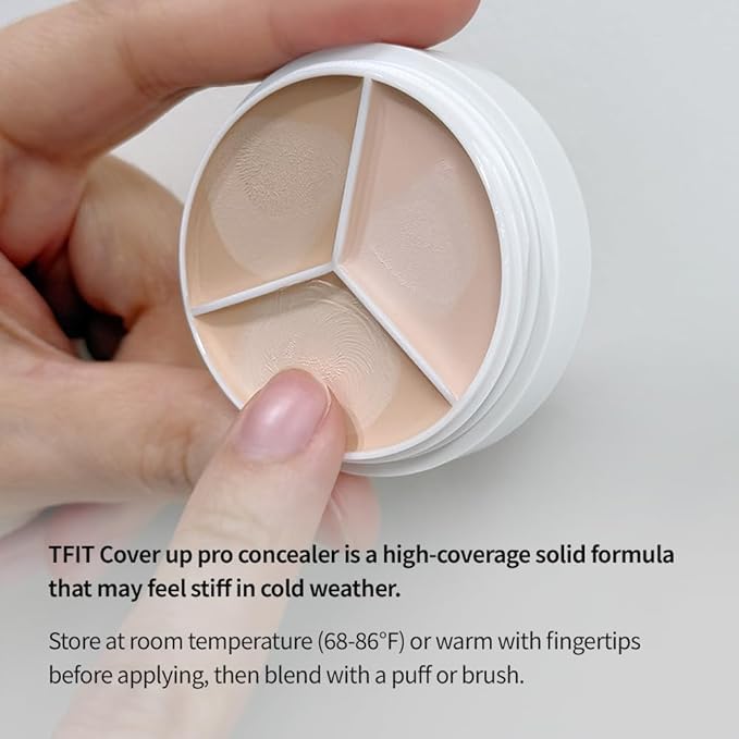 Multi-Use Pot Concealer - Triple Palette | High-Pigmented, Full Coverage & Crease-Proof | Korean Concealer for Dark Circles, Redness & Blemishes (01 Neutral, 0.52 Oz)