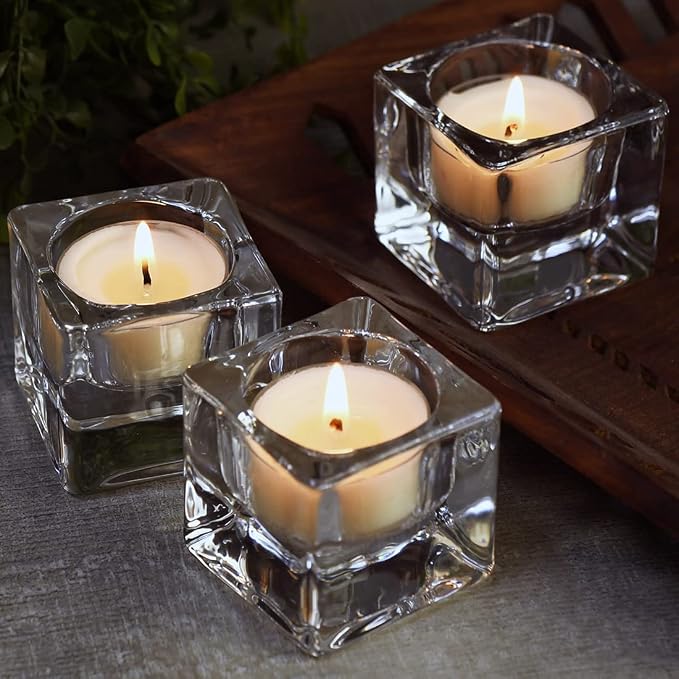 DEYBBY Scented Soy Tealights, Aromatherapy Soy Wax Candle Bulk|Clear Cup|12 Counts|Long Lasting|4 Hour Burn Time|Jasmine|for for Party and Home Decoration