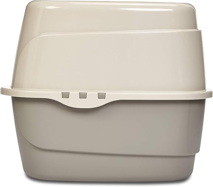 Amazon Basics Cat Litter Box with Lid, No-Mess, Spacious Enclosed Design with Odor Control, Easy Access, Stain Resistant, 26" x 23" x 20", Charcoal