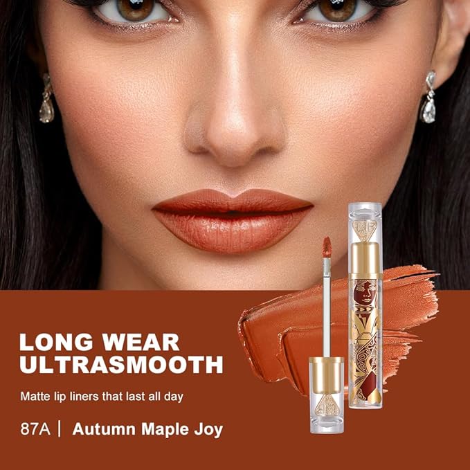 Matte Velvet Lip Stain, Long-Lasting Lip Tint, Waterproof Non-Sticky Lip Color, Transfer-Proof Smudge-Proof Lip Stain, Cloud-Like Soft Blurring Texture with Misty Velvet Finish, Autumn Maple-87A