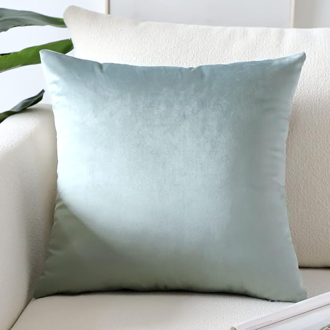 Artscope Luxury Velvet Pillow Covers Super Soft Decorative Square Throw Pillow Covers Case Cushion Covers for Sofa Couch Bedroom Car Decor 26x26 Inch Light Grey