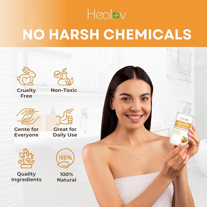 Kojic Acid Lotion – Skin Brightening Body Lotion for Age Spots, Hyperpigmentation, Intimate Areas – Dark Spot Remover, Reduces Acne, Scars and Evens Tone – Kojic Acid Cream for Brighter, Glowing Look