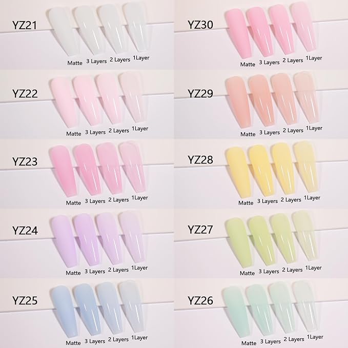 Beautpal Pastel Jelly Gel Nail Polish Set Spring Summer Milky Gel Polish Kit Semi-transparent Pink Blue Green Yellow Soak Off UV Gel Polish 7ML 10PCS