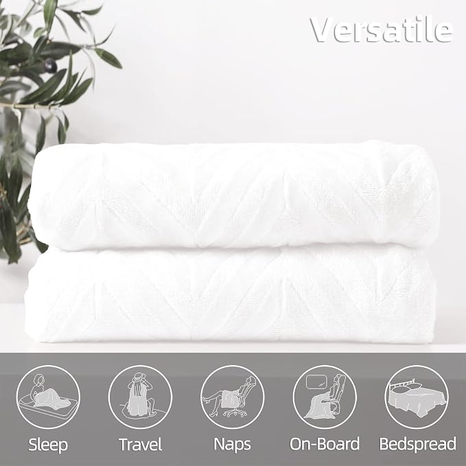 Whale Flotilla Flannel Fleece Fall Bed Blanket Twin XL Size, White | Lightweight Breathable Soft Bedspread, Plush Fluffy Coverlet Chevron Design Decorative Blanket for Home Life, 90x66 Inch