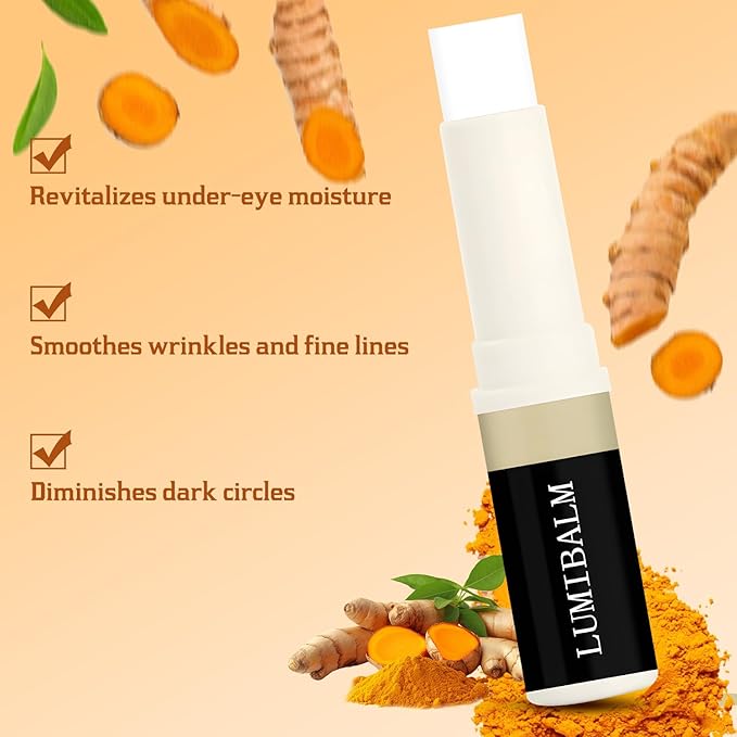 lumibalm Turmeric Eye Stick for Under Eye Bags, Erases Eye Bags Within Minutes,Turmeric Retinol Eye Cream for Puffiness (2pcs)