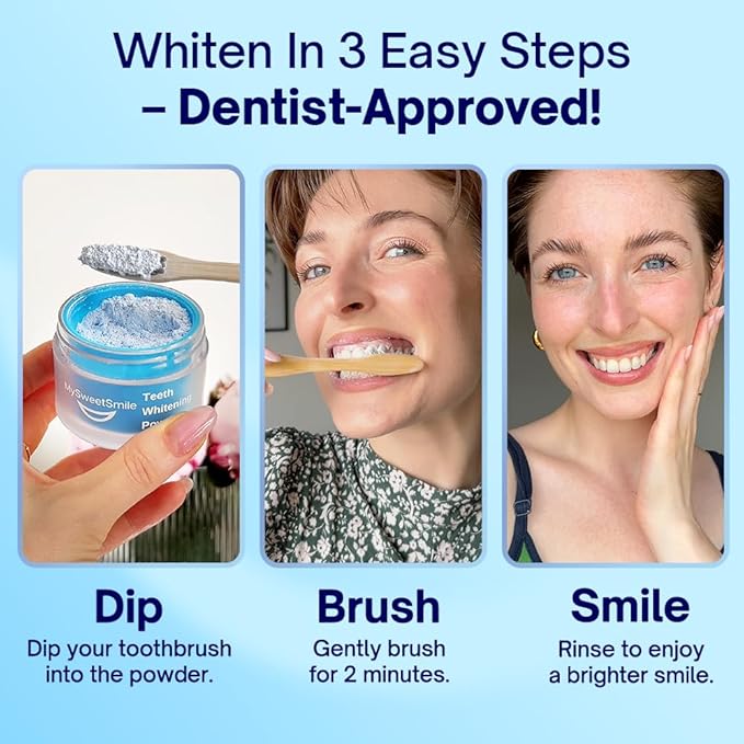 MySweetSmile Teeth Whitening Powder – 6 Month Supply – Removes Years of Coffee, Tea, Smoking & Ageing Stains – Dentist-Approved & Enamel-Safe – IndyBest Award-Winning Whitener – Fresh Mint Flavour