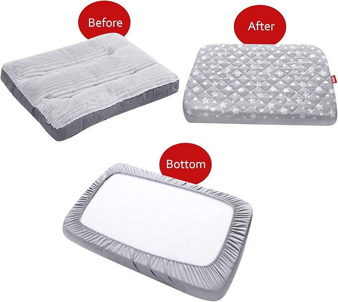 Waterproof Dog Bed Covers Replacement Lovely Grey Star Print, 35x44 Inches | Washable Pet Hair Easy to Remove, Noiseless Quilted Puppy Pet Bed Cover, for Dog/Cat, Cover Only