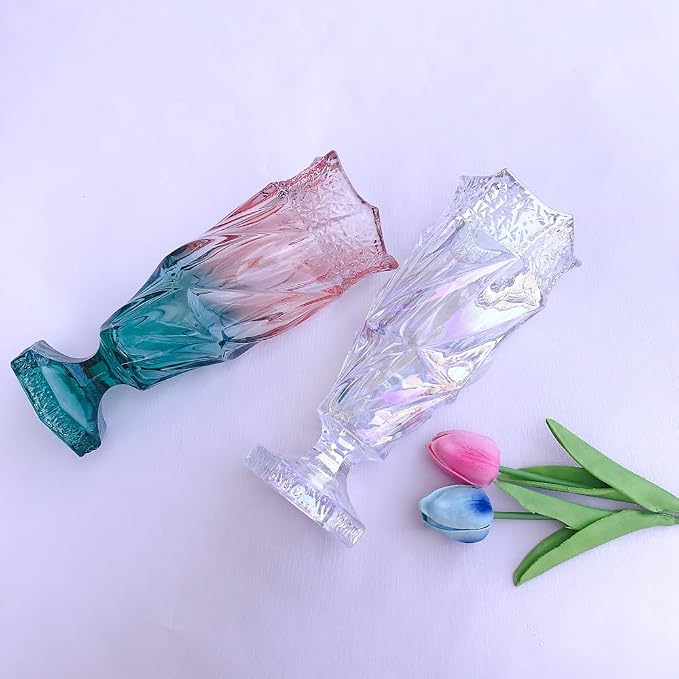Glass Flower vase 2.4lb 9.5inch,Bohemian Style, for Centerpieces,Wedding,Home Decor Glass Vase (Sparkling)