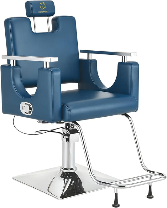 Heavy Duty Barber Chair, 360° Swivel Reclining Salon Chair for Hair Stylist, Height Adjustable Hydraulic Hairdressing Chair with Footrest for Barber Shop, Beauty Salon, Hairdressers