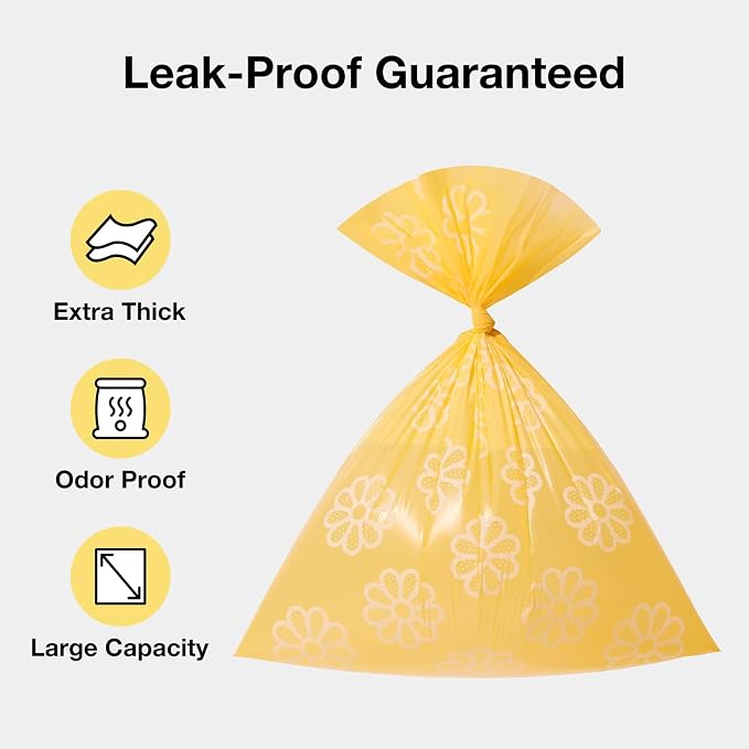 VETRESKA Daisy Scented Dog Poop Bags, 300 Counts, Leak-proof | Extra Thick and Large Pet Waste Bags for Dog Walking and Cat Litter, 20 Refill Rolls
