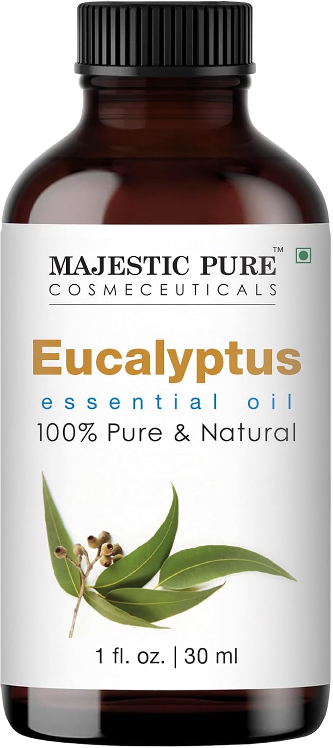 Majestic Pure Eucalyptus Essential Oil - 100% Pure Eucalyptus Oil for Aromatherapy, Massage & Topical Uses, Perfect for Diffuser & Essential Oil Diffuser - 1 Fl Oz