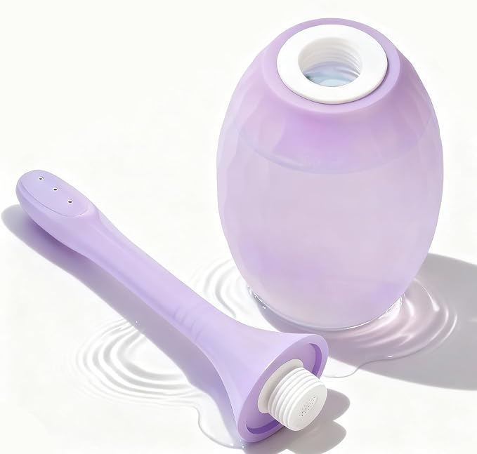 Enema Bulb Douches Anal Cleanse - Enema Product with Bendable Silicone Nozzles for Men Women, Shower Douche Anti Backflow Enema Kit with Lube, Anal Cleansing Feminine Care Douche Bottles