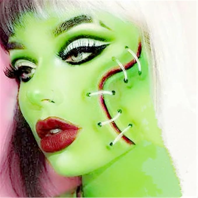 Go Ho 6 Colors Green Face Body Paint,Cream Washable Formula Face Painting for Halloween Cosplay,Body Paint FX Makeup Palette,Professional Costumes Face Paint Green Makeup