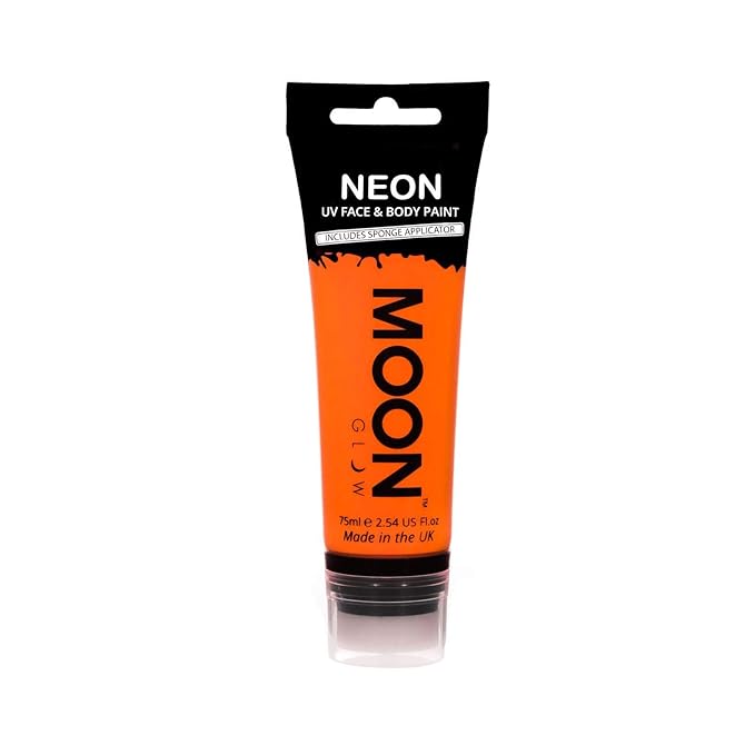 Moon Glow Supersize 2.54oz Blacklight Neon UV Face & Body Paint - Intense Orange - with sponge applicator