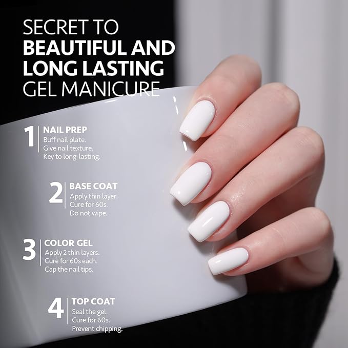 GAOY Gel Nail Polish Kit, 3 Colors 16ml White Red Black, Soak Off UV Gel Polish Set - Elegant Waltz