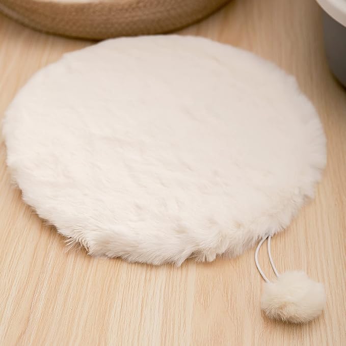 SHENGOCASE 2-Pack 18" Round Faux Rabbit Fur Cat Dog Bed Cushion Pad Mat, Cat Tree Tower Replacement Cushion Pad for Window Perch, Carrier House Cage Crate Kennel Furniture