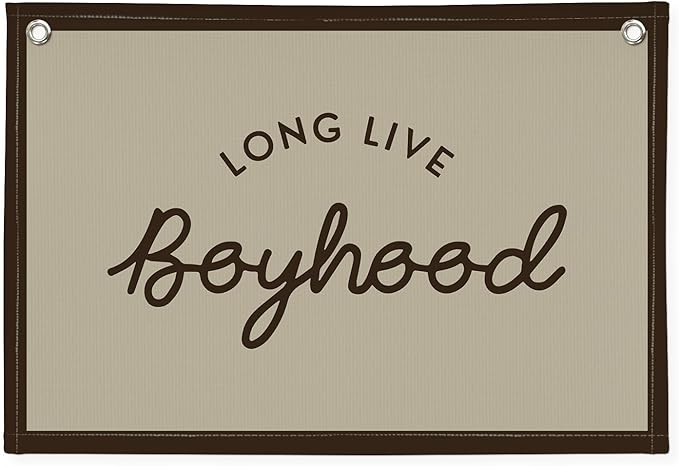 Vintage Boys Room Decor Long Live Boyhood Linen Banner,Nursery Playroom Wall Decor Hanging Flag Banner, Kids Bedroom Living Room Dorm Toddler Decorations Trendy Room 30x20 boyroom