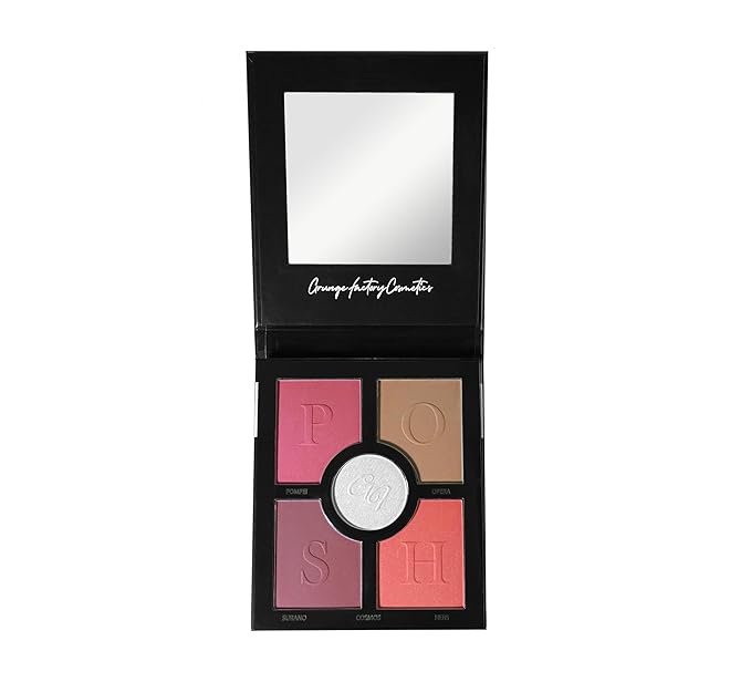 Grunge Factory® Posh Palette, Professional Makeup Set with Blush, Contour, Highlight Powders, Colors of Italy Collection, All-in-One Luxury Cosmetic Palette
