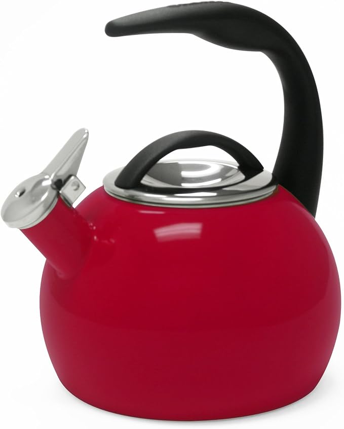 Chantal Anniversary Enamel-on-Steel Whistling Teakettle, 2 quart, Chili Red