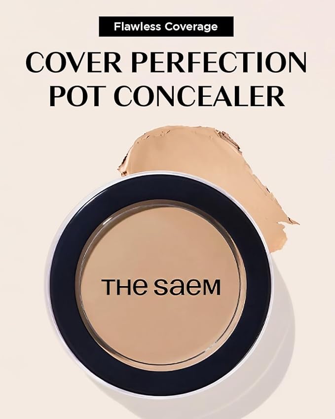 THESAEM Cover Perfection Pot Concealer 0.14oz - 02 Rich Beige for Medium to Deep Skin Tones - Single Pot Intensive Coverage Balm for Dark Circles, Blemishes & Imperfections - Korean Makeup