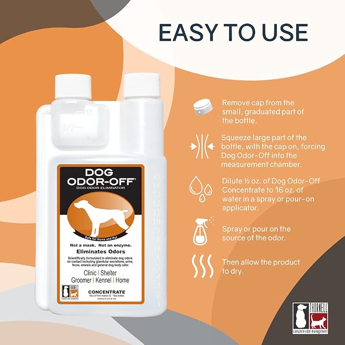 Thornell Dog Odor-Off Concentrate, Pet Smell Odor Eliminator for Dog Urine, Feces Odors, Pet Odor Eliminator Concentrate, Pet Urine Odor (16 oz) (Pack of 2)