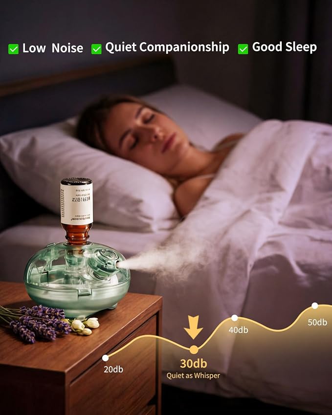 Waterless Essential Oil Diffuser with 12 x 10ml Hotel Fragrance Oils | Battery Operated, Cordless, Luxury Home Scents, Inspired by 5-Star Hotels, Aromatherapy Gift Set