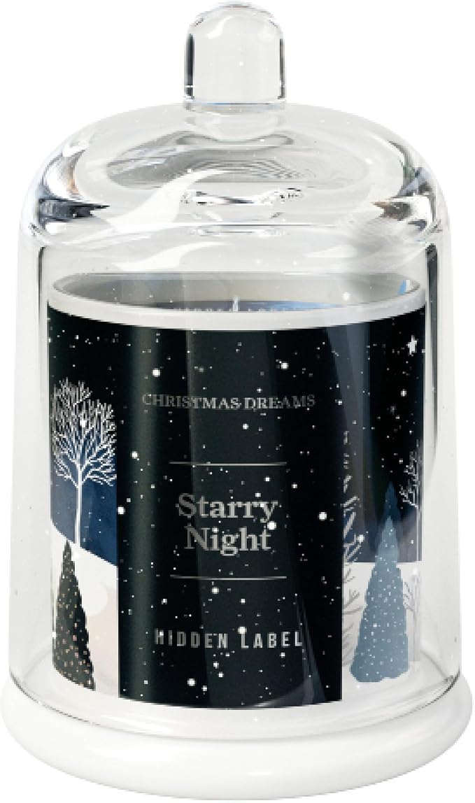 Hidden Label Starry Night Candle, 10oz Bell Jar, 60H Soy Wax | Lavender Amber Aromatherapy | Non Toxic Formula | Holiday Centerpiece Gift | Calming Sky Scent
