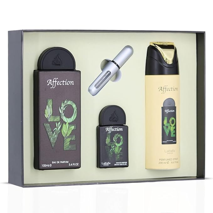 Lattafa Pride - Affection for Men - 3 Pc Gift Set 3.4oz EDP Spray, 6.67oz Perfumed Body Spray, 0.67oz EDP Spray