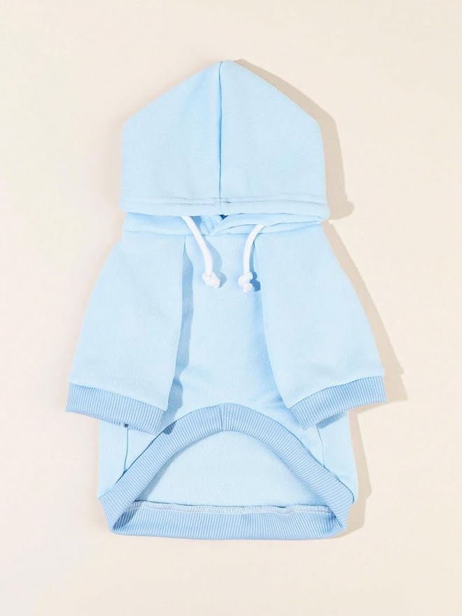 Basic Dog Hoodie Sweatshirt Puppy Sweater Warm Cat Costumes Pet Clothes for Chihuahua Puppy Kitten Small Medium Dogs Light Blue Small