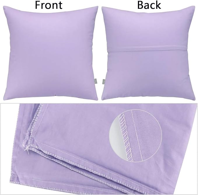 4-Pack 100% Cotton Comfortable Solid Decorative Throw Pillow Case,Thmyo Square Cushion Cover Pillowcase Sublimation Blank Pillow Covers DIY Throw Pillowcase for Sofa(20x20 inch/ 50x50cm,Light Purple)