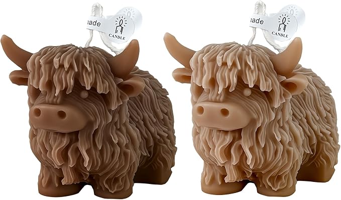 Highland Cattle Candles for Home Scented, Aromatherapy Calf Candle with Crystals for Bedroom Decorations