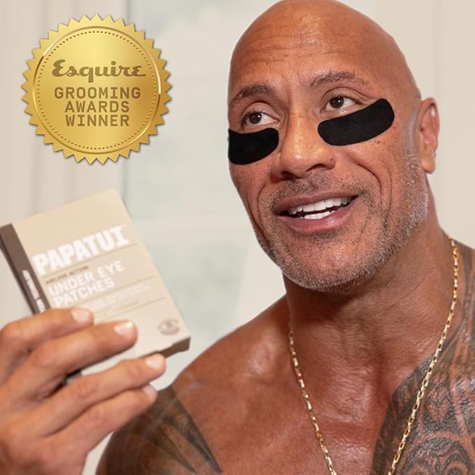 Papatui by Dwayne Johnson Fast-Acting Under Eye Patches for Men | Ageless Action to Reduce Puffiness, Dark Circles and Fine Lines | Made with Niacinamide, Hyaluronic Acid, Caffeine | 6ct (Pack of 2)