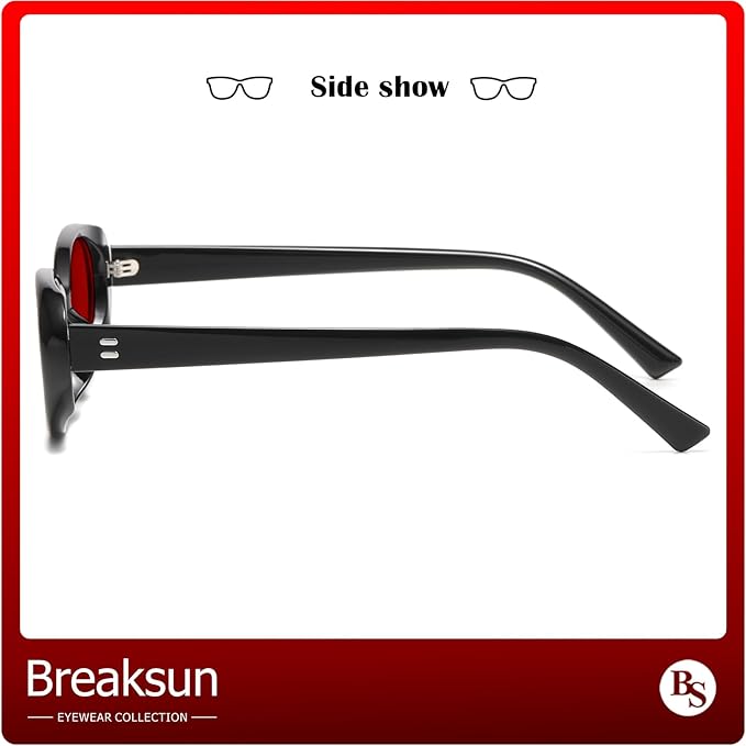Breaksun Retro Oval Sunglasses for Women Men Fashion Small Oval Sunglasses 90s Vintage Shades