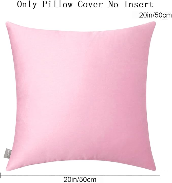 Thmyo 4-Pack 100% Cotton Comfortable Solid Decorative Throw Pillow Case Square Cushion Cover Pillowcases Blank Pillow Covers Valentines Day DIY Throw Pillowcase for Sofa Bed(20x20inch/50x50cm,Pink)