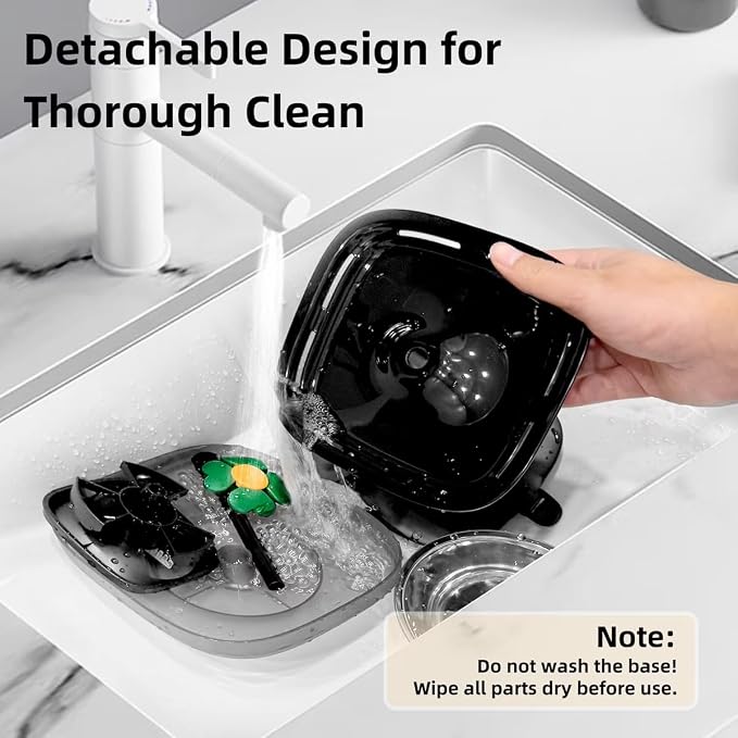 Casfuy 2-in-1 Automatic Cat Feeder & Water Fountain Set, Black, 3-L & 2-L
