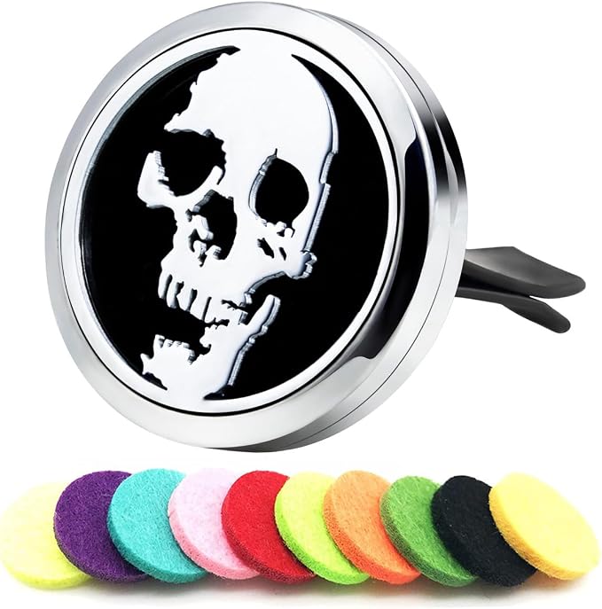 Essential Oil Car Diffuser Vent Clips Air Freshener Christmas Car Accessories for Women(Skull Head)