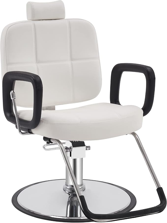 BarberPub Reclining Hydraulic Barber Chair Salon Beauty Spa Shampoo Equipment 2059 (White)