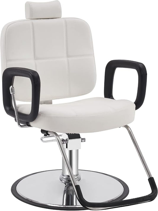 BarberPub Reclining Hydraulic Barber Chair Salon Beauty Spa Shampoo Equipment 2059 (White)
