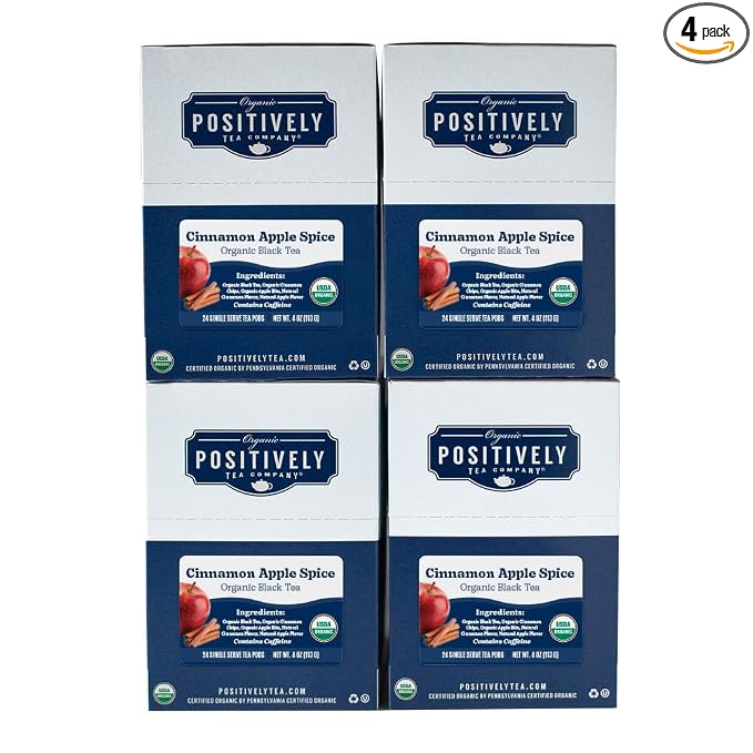 Organic Positively Tea Company, Cinnamon Apple Spice Black Tea, K-Cup Compatible, 96 Pods
