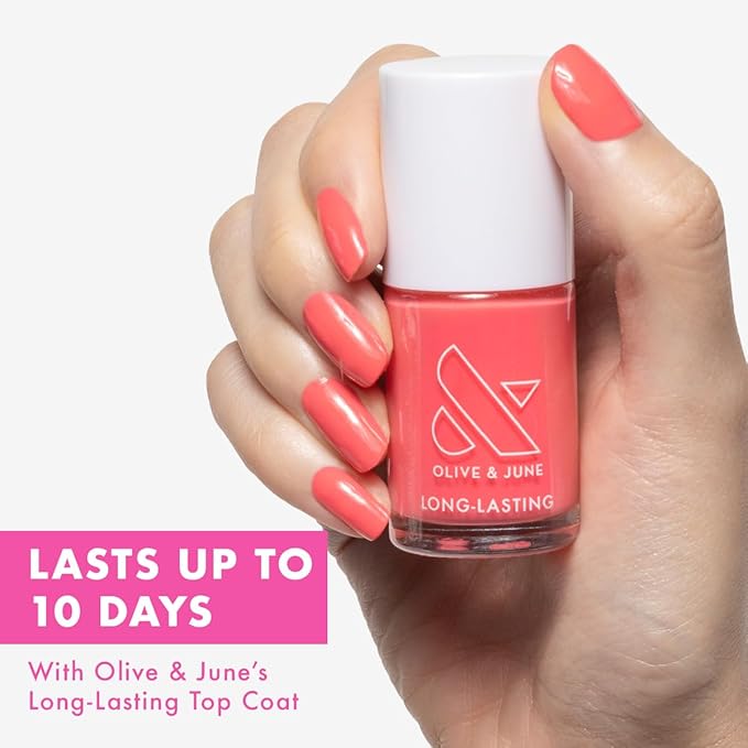 Olive & June Long Lasting Nail Polish | Spring Pastel Nails | Gel-Like Finish No Lamp Needed | Lasts up to 10 days | 15-Free Vegan & Cruelty-Free Chip-Resistant | Maine Character Energy Lobster Red